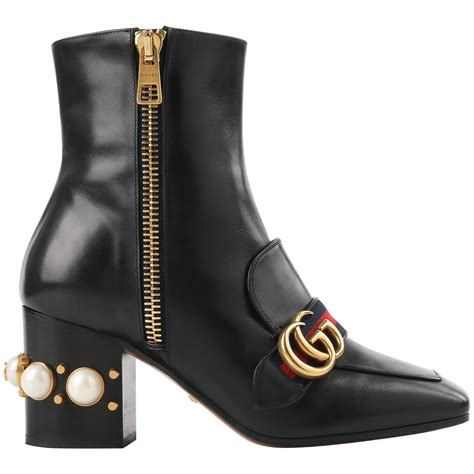 gucci black boots rhinestone|gucci ankle boots with pearls.